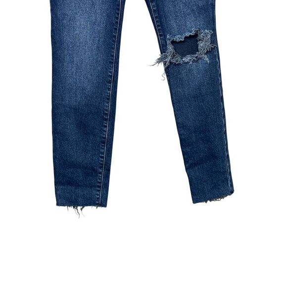 Free People We the Free Stella dark wash distressed button fly skinny jeans size - Picture 9 of 16